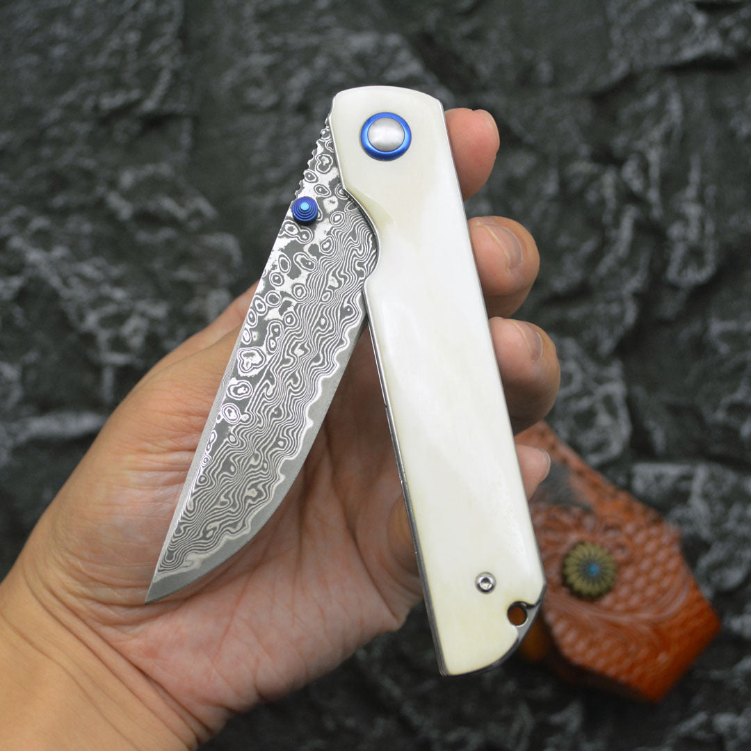 Damascus Steel A Folding Knife Foldable And Portable Knife Outdoor