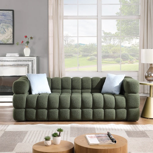 84.3 Length ,35.83 Deepth ,human Body Structure For USA People, Marshmallow Sofa,boucle Sofa ,White Color,3 Seater