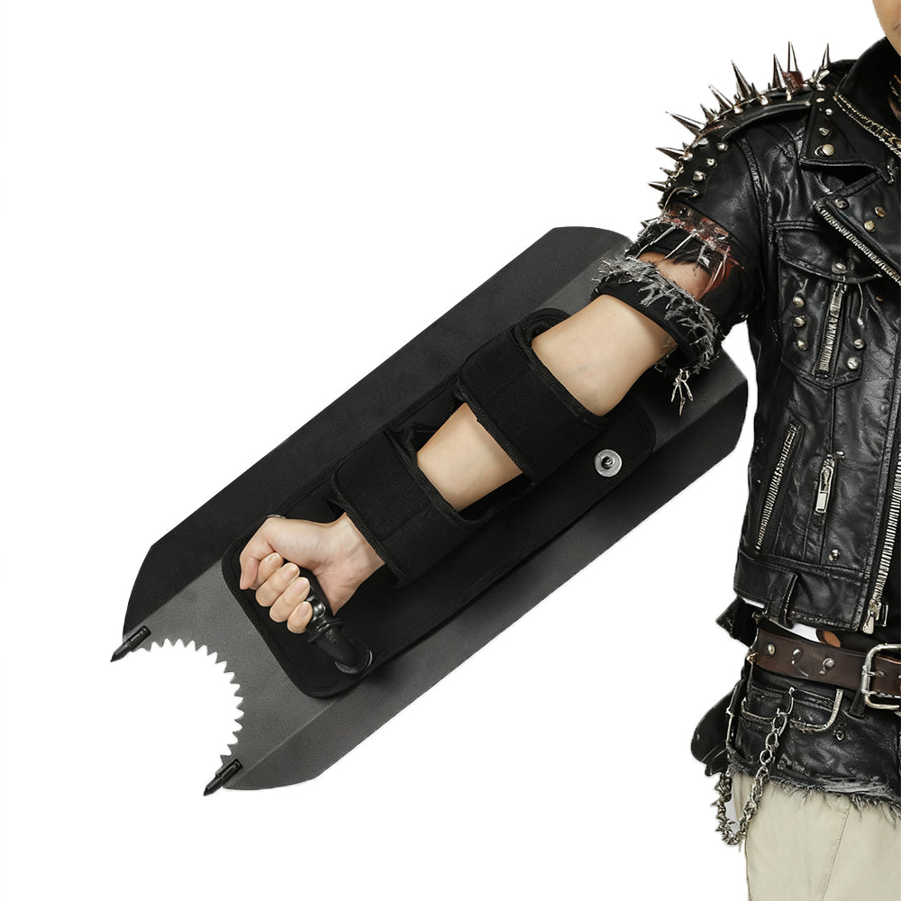 1pc High-strength Large Pure Metal Iron Tactical Training Arm Guard, Handheld Dual Head Shield, Comfortable Grip, Very Suitable For Outdoor Hiking, Forest Exploration, Winter Outdoor De Icing Arm Guar