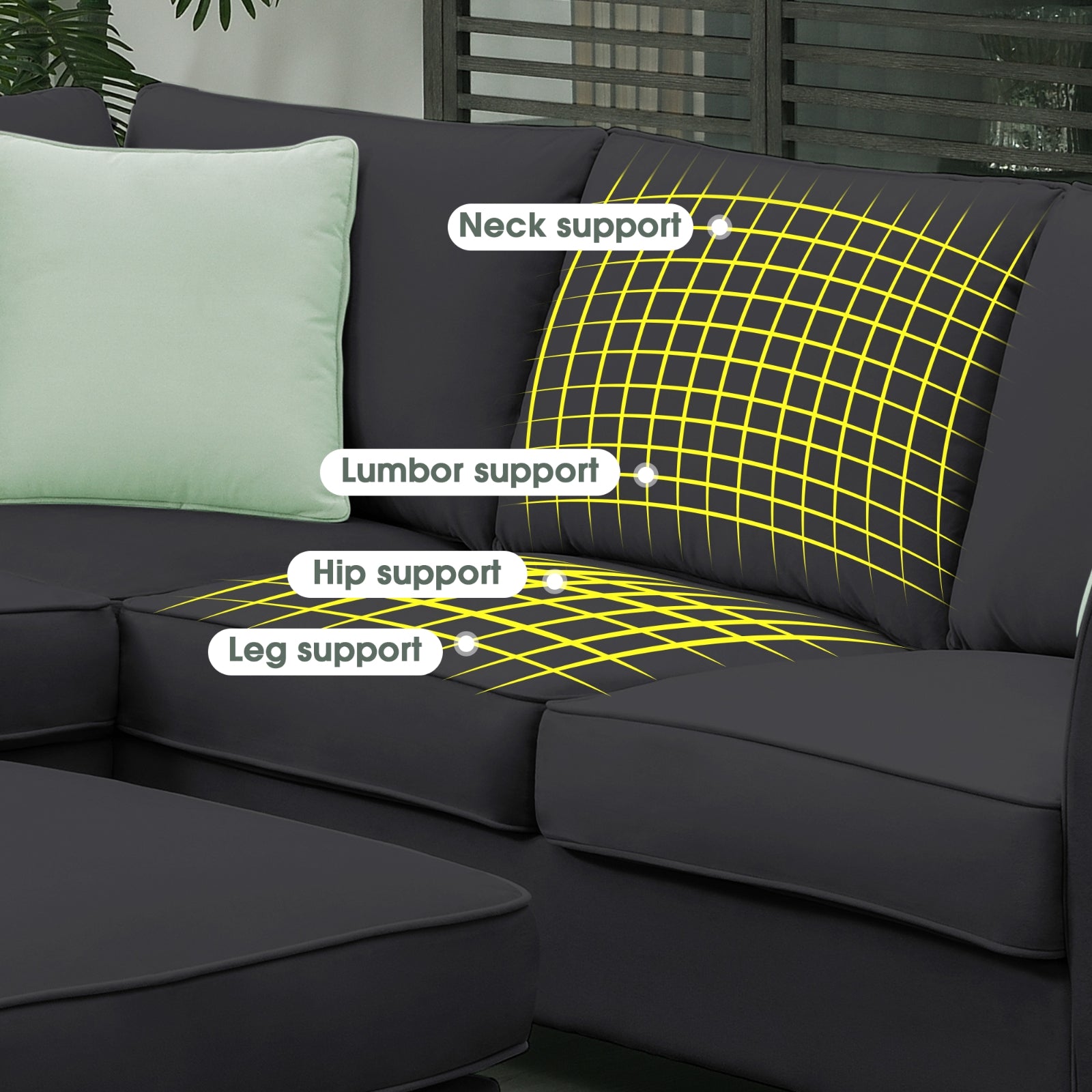 112 87 Sectional Sofa Couches, 7 Seats Modular Living Room Sets
