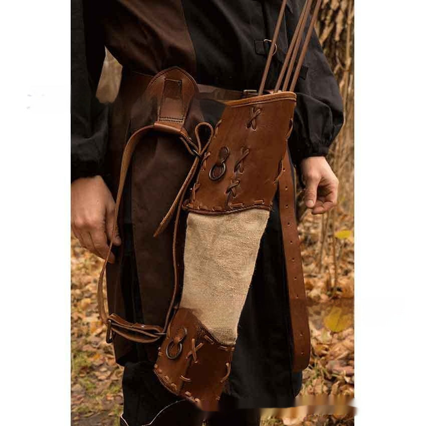 Color Matching Lace-up Strap Hand-knitted Medieval Quiver Bag