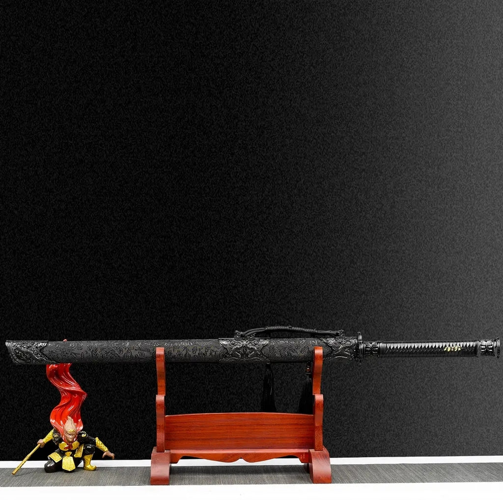 Blazing Flame Integral Tang Dynasty Horizontal Sword High Manganese Steel Self-Defense Cold Weapon  Collection-Grade  Unsharpened