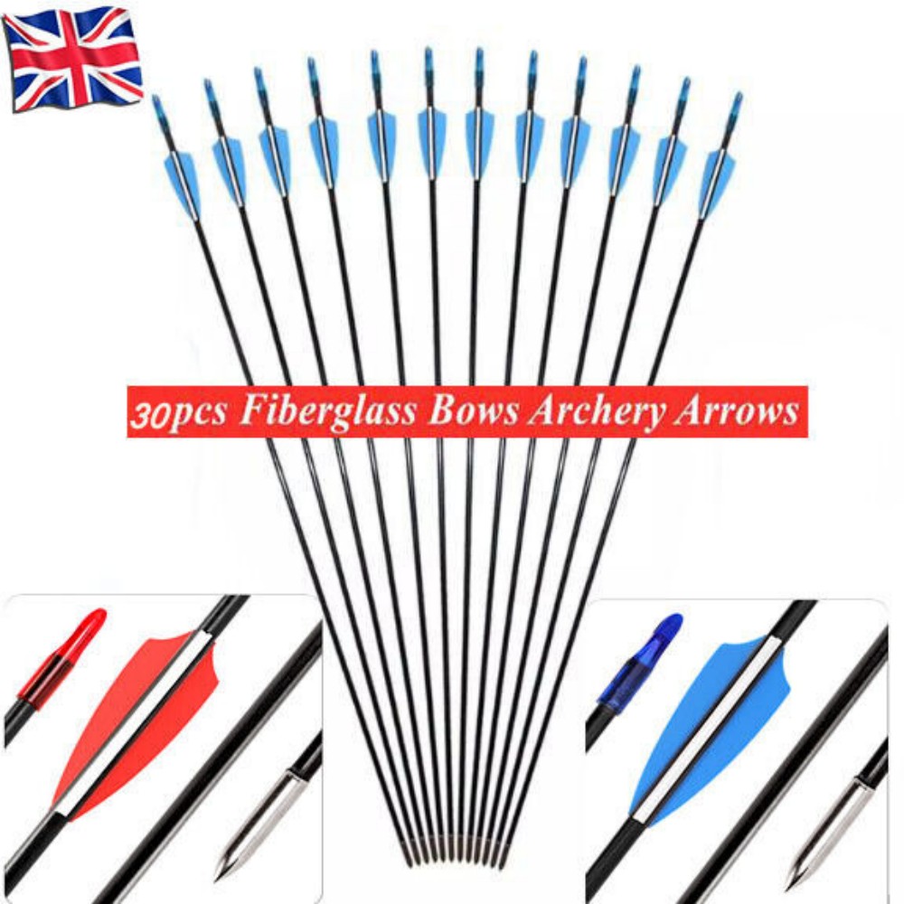 30x Fiberglass Archery Arrows For Compound&Recurve Bow Target Shooting Practice