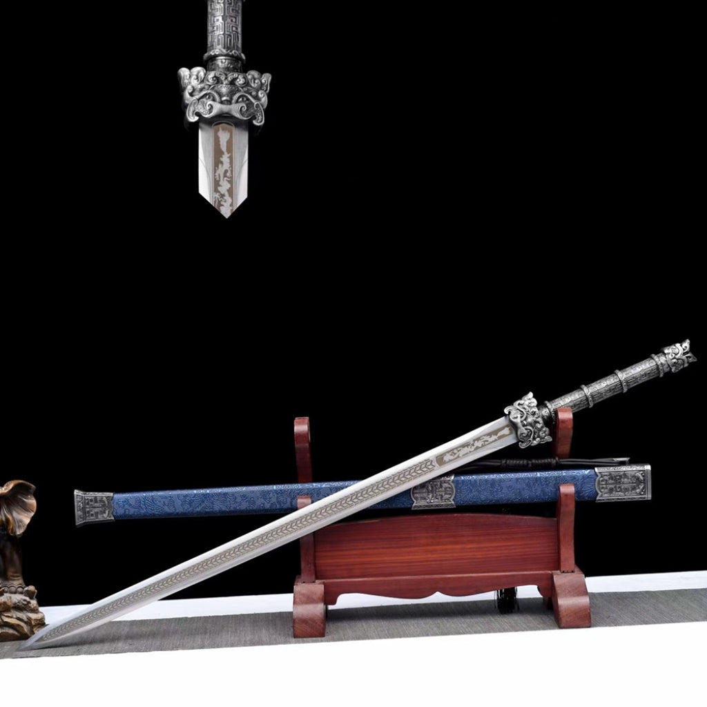 Ancient-Style Integral Tang-Style Sword Long Sword Manganese Steel Sword Blade Han-Style Sword Tang-Style Horizontal Saber, Cold Weapon Unsharpened