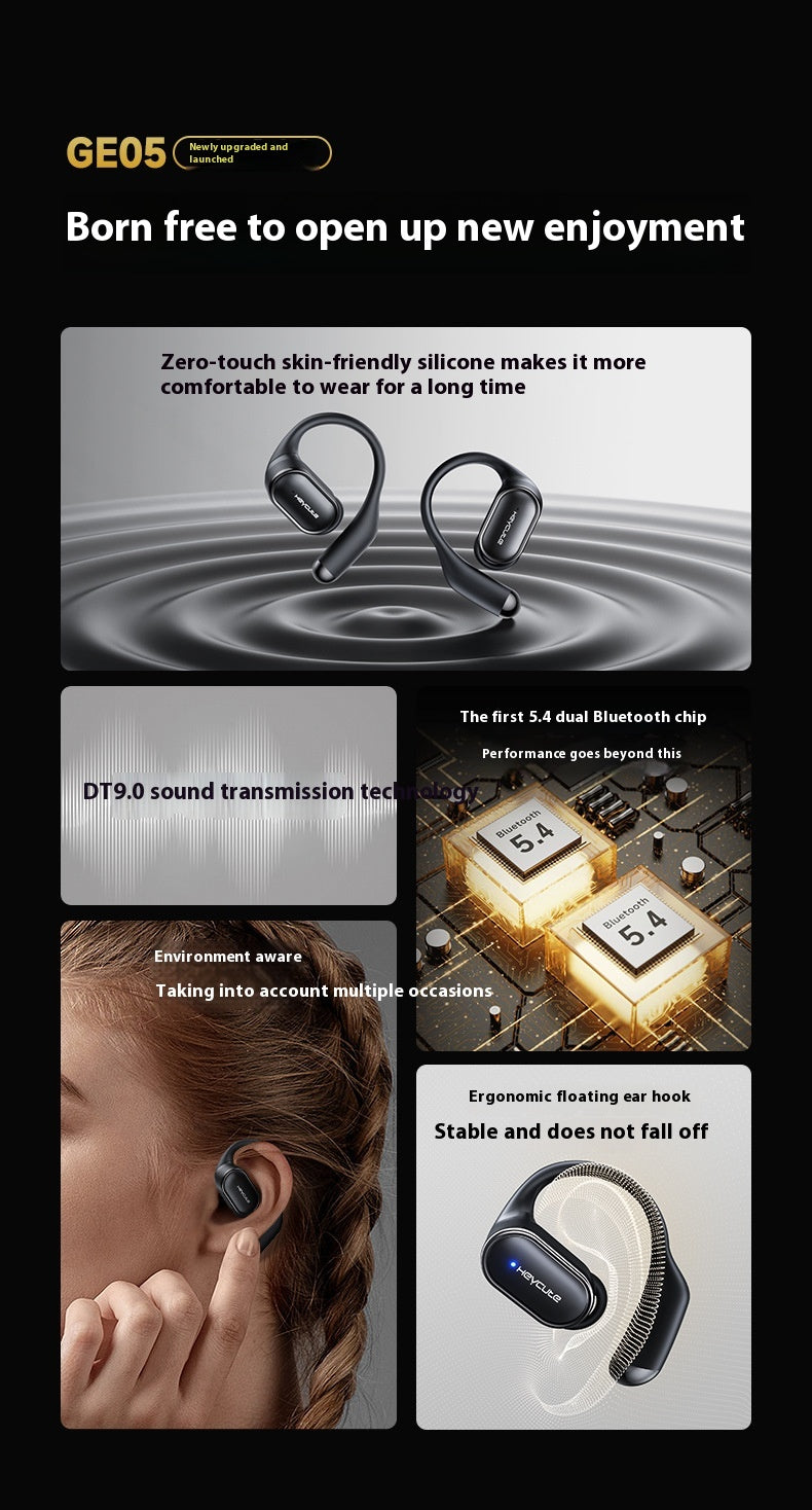 Bluetooth Headset Wireless Large Power Ultra-long Life Battery Sports Ear Hook Air Conduction