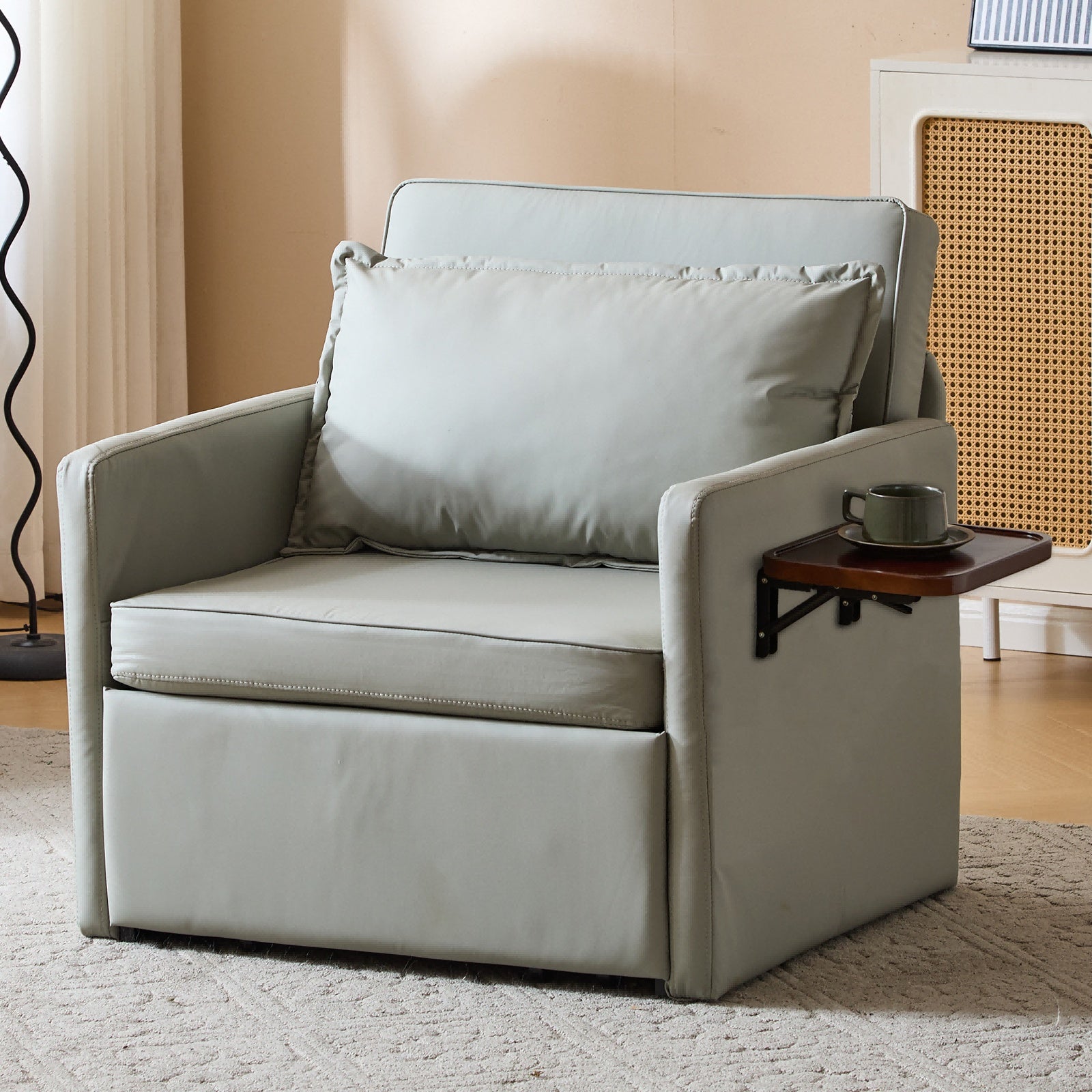 Adult Sleeper Chair Bed, 3-in-1 Convertible Sofa Chair Bed Pull-out Sofa Bed, Convenient Folding Tray Table With USB And Type-C Charging Ports For Living Room Cannot Be Sold On Temu