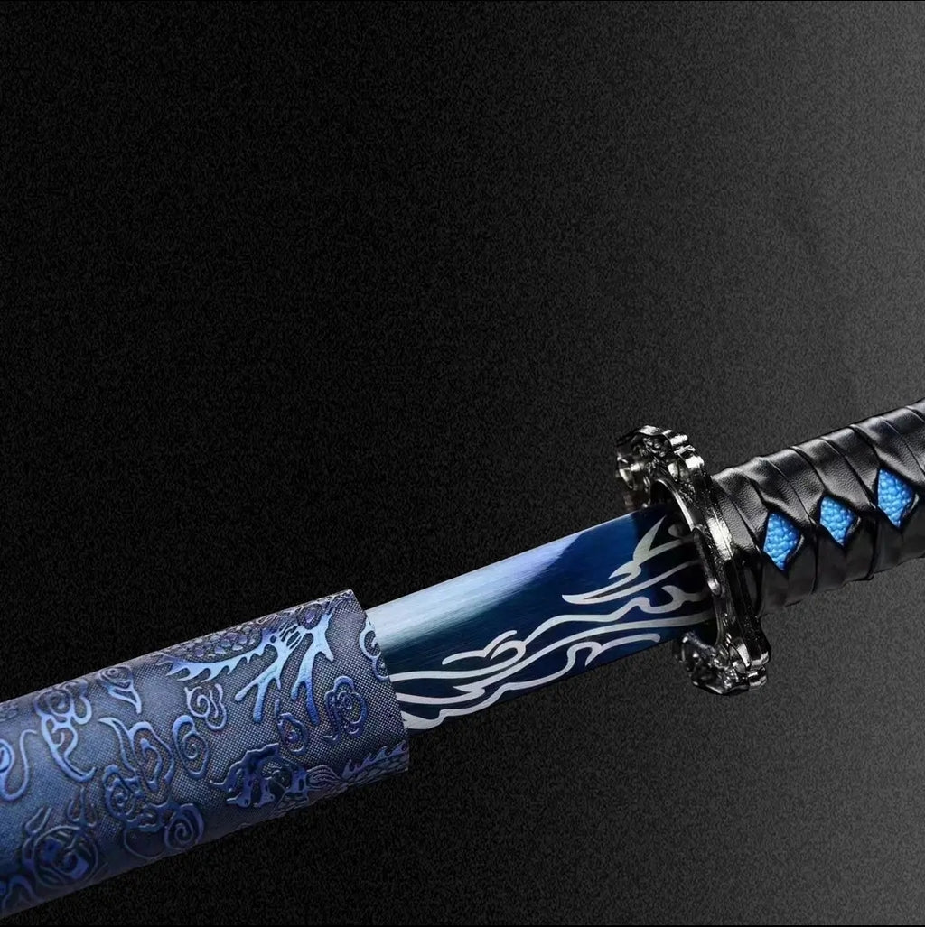 Blue Dragon Tang Horizontal Saber From Longquan One-piece High Manganese Steel Collectible Cold Weapon Unsharpened Not For Self-Defense